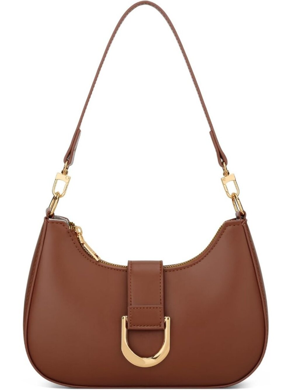 Women's Brown Pu Vegan Leather Cute Trendy Purse Gold Chain Shoulder Bag